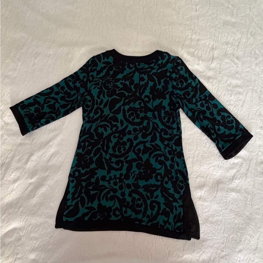 Black and Teal Patterned Tunic